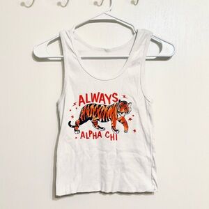 Always Alpha Chi Tiger Cropped Tank Top